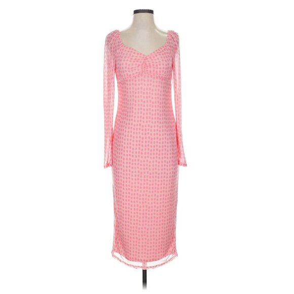 House of Aama Black History Sweetheart Pink Polka Dot Mesh Dress Sz XXL 2X Plus - Picture 6 of 15